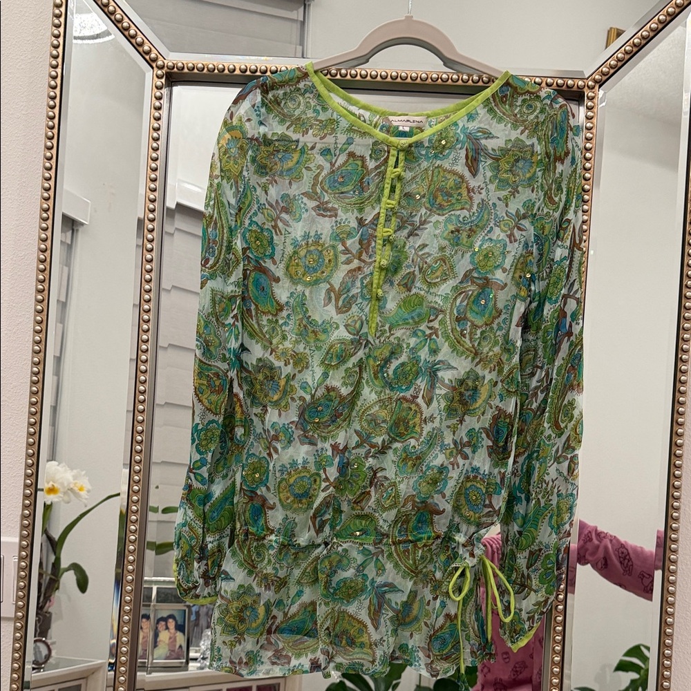 Elegant Green Paisley Women's Blouse